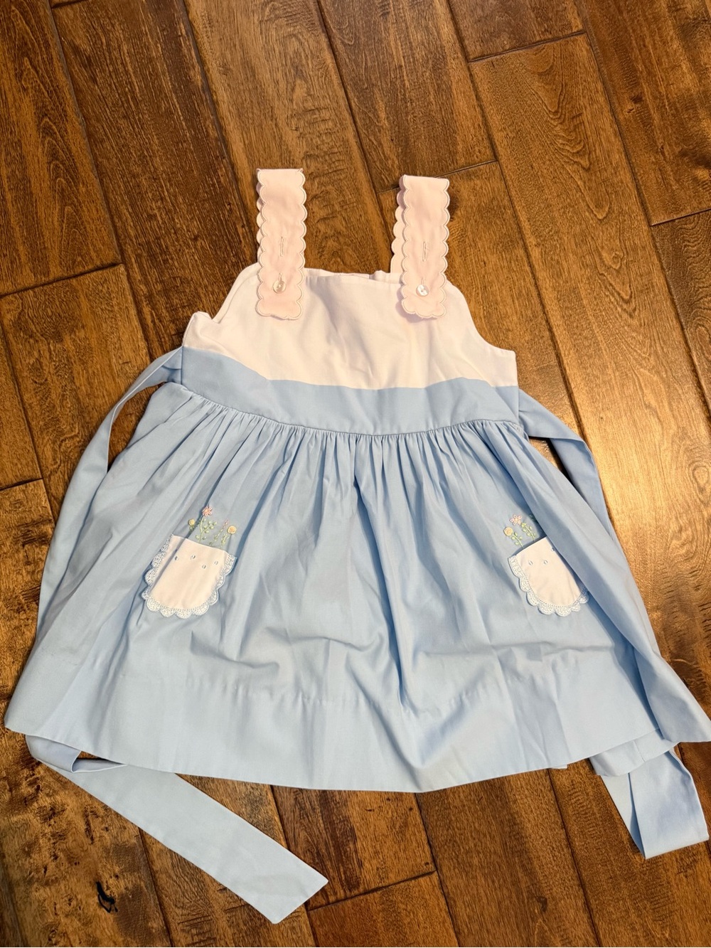 Proper Peony Blue & Pink Scallop Strap Dress 4t